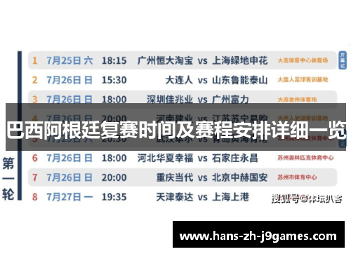 巴西阿根廷复赛时间及赛程安排详细一览